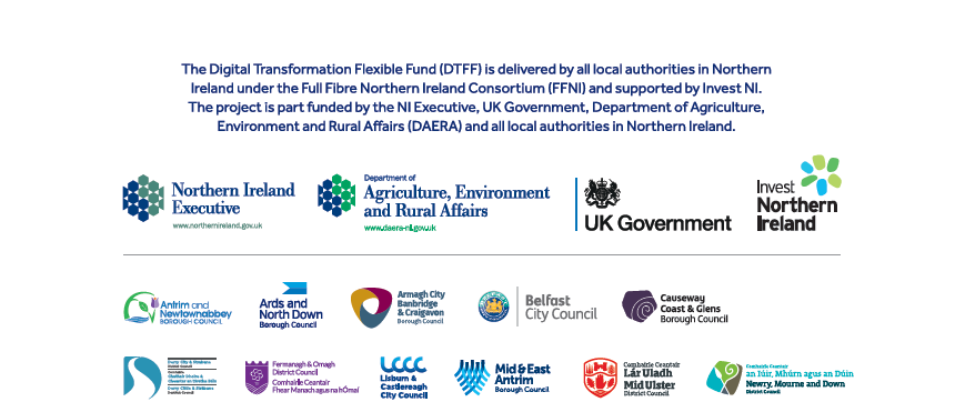 A graphic displaying all the funders and logos of the Digital Transformation Fund