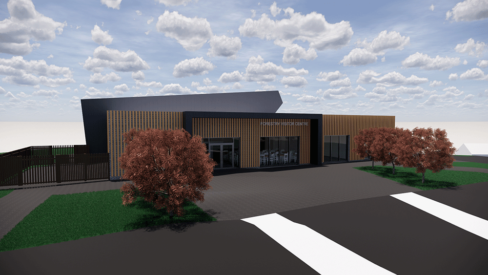 An artists 3D impression of the new centre at Pomeroy Forest.