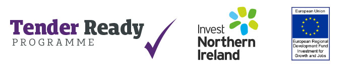 Tender Ready Programme logo, Invest NI logo and European Regional Development Fund logo.