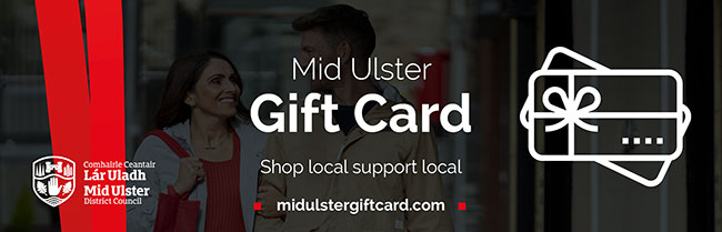 A banner advertisement for the Mid Ulster Gift Card