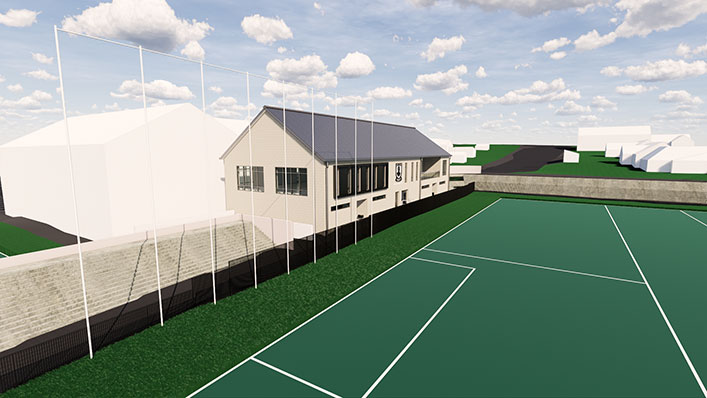 Illustration of the new gym building at Pomeroy Plunkett’s GAC.