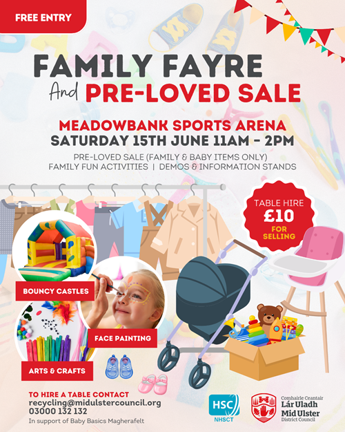 Family Fayre and Pre-Loved sale advertising poster
